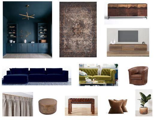 Mood Board for Moody Basement Design