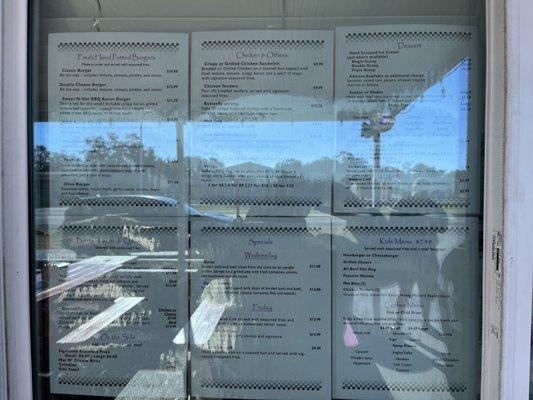 Menu with glare