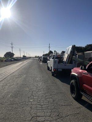 In line waiting for the Pleasanton Transfer Station to open