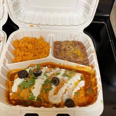 Carnitas wet burrito combo plate