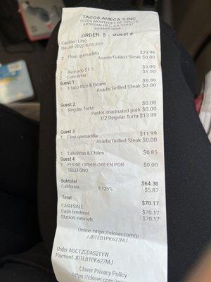 Our receipt