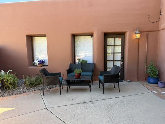 Our back patio welcomes you to enjoy breathtaking views of Superstition Mountain.