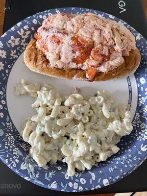 My lobster roll but I also added some of my homemade pasta salad, what a meal!