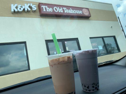 Taro Milk Green Tea and Sakura Rose Milk Black Tea