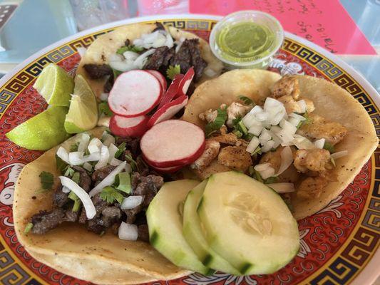 Two asada & one pollo tacos