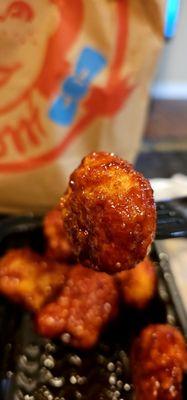 Wendy's new sourced nuggets. The honey barbecue variety