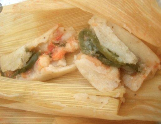 Jalapeno and cheese. pancho tamales are  home style delicious. I recommend them away fresh at Tony's fresh market...