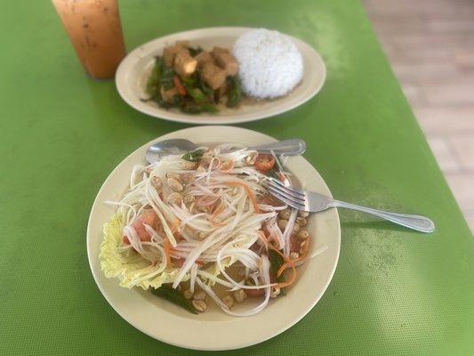 Green Papaya Salad and Spicy Thai Basil