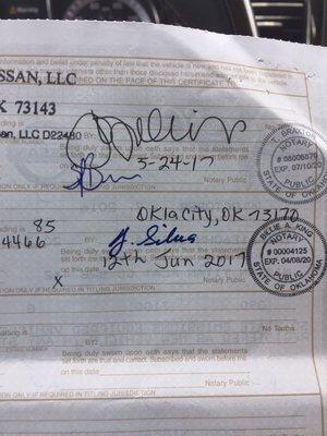 Notary failed to sign title work, one of several errors that forced me to drive back to the dealership wasting my valuable time.