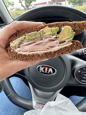 Turkado - turkey, provolone cheese & avocado on squaw bread