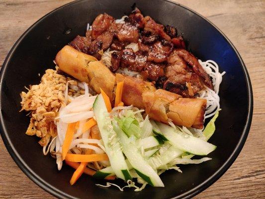 #49: vermicelli with BBQ pork and spring roll