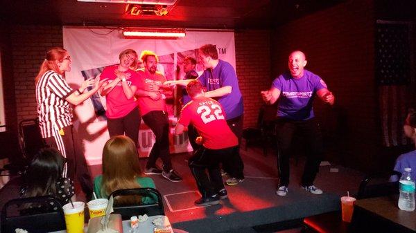 Competitive Improv with ComedySportz Austin.
 Join us every Saturday evening at 7:30pm.
 Doors open at 7 pm and it is BYOB.