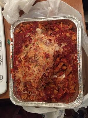 The Nephew Mess  1/2 bucket - eggplant and meatball with ziti.