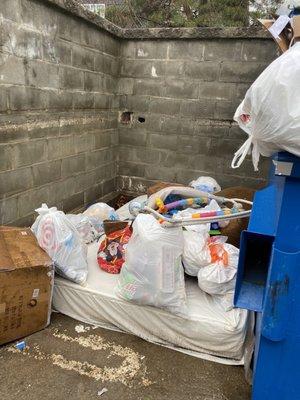 Trash overflowing the dumpsters at all times which attracts roaches and rats. The dumpsters always look like this and this isn't the worst.