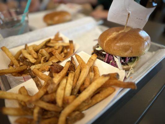 Wagyu Brisket Burger with fries. Delicious!