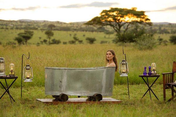 Evening bath in the middle of the wilderness.