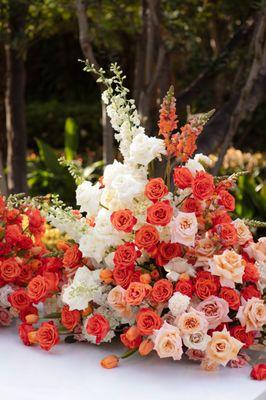 Peach wedding in Beverly Hills hotel.