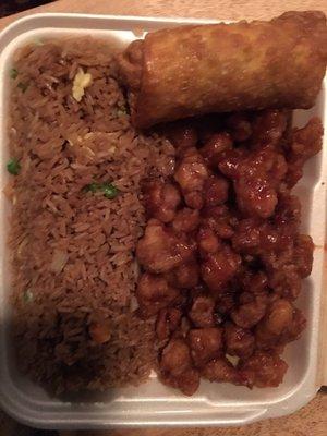 General Tso's chicken combo with veggie fried rice and egg roll