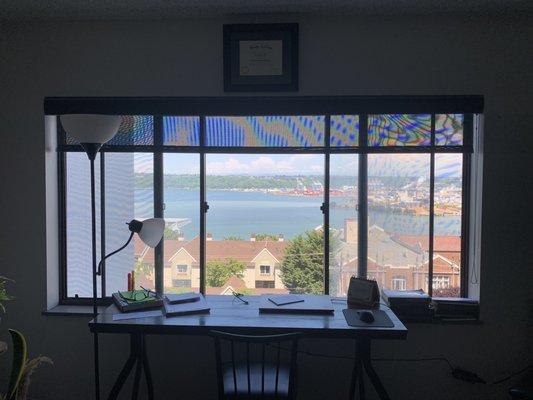 View from the Orion looking into Tacoma Harbor from a residents condo appartment