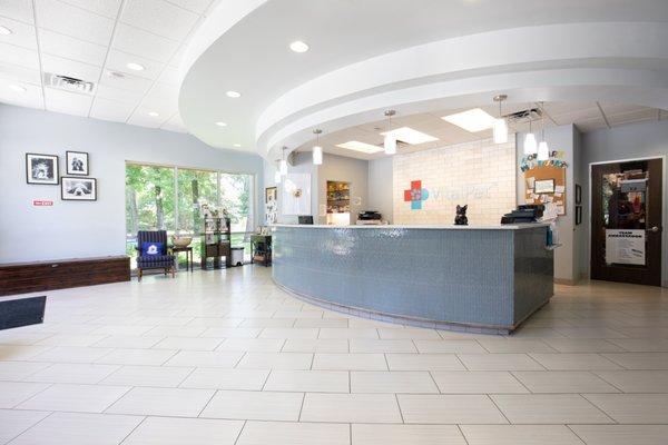 The lobby of Kings Crossing Animal Hospital.