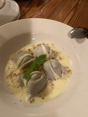 White chocolate ravioli