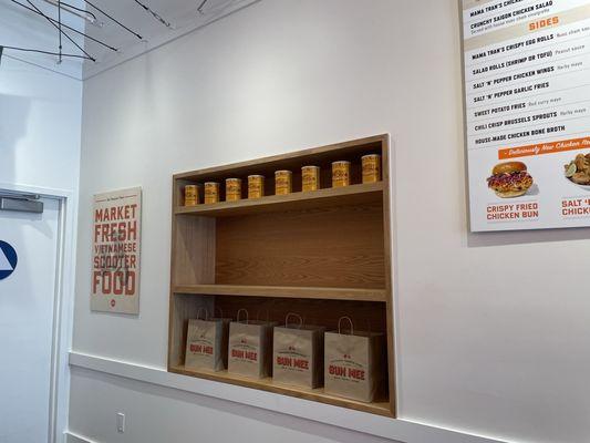 Display wall with Cafe du Monde coffee cans