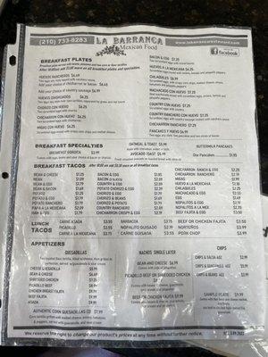 Breakfast Menu