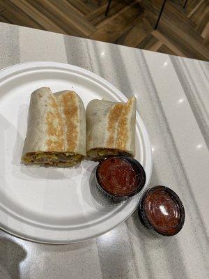 Breakfast burrito with salsa