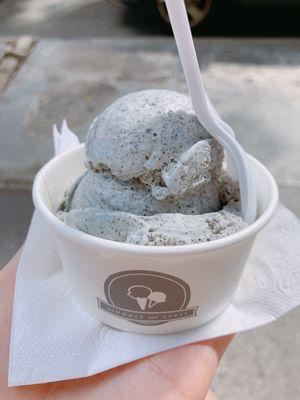 One scoop of black sesame ice cream