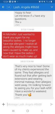 Customer feedback in regards to allergies.