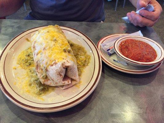 Breakfast burrito- your choice of taco meat, pulled pork, or chicken inside