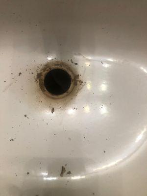 Current state of bathroom sink before I had to personally clean so it would drain properly