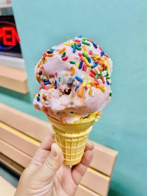 Cotton Candy cone with rainbow sprinkles!