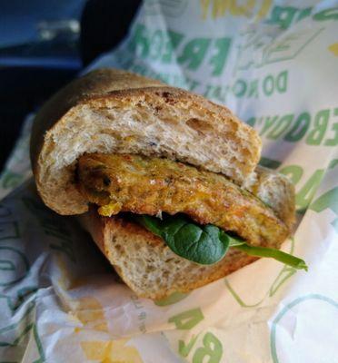 Veggie patty on wheat