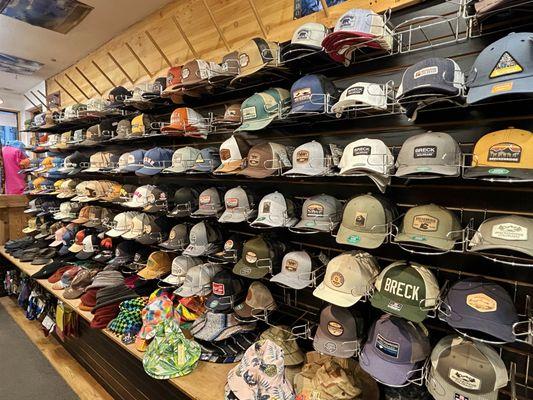 Their hat wall that has over 250+ hats