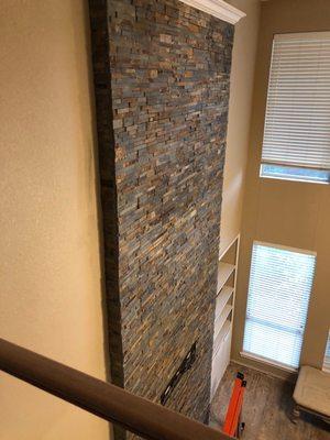 Fireplace stone install