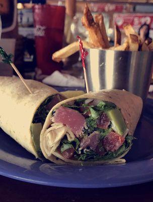 Ahi Tuna Wrap, with an upgraded side of French Fries.