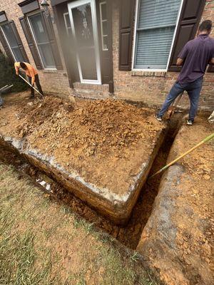 Porch foundation excavation in Hagerstown Md