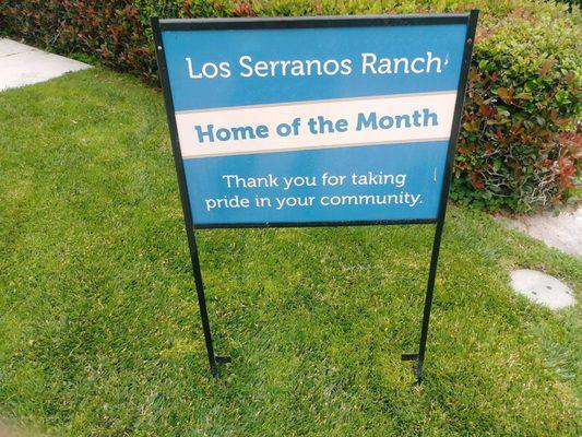 We won Home of The Month Award in Chino Hills, CA for best landscaping work