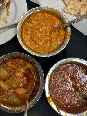 Veg Korma, Lamb Curry , Karahi Chicken