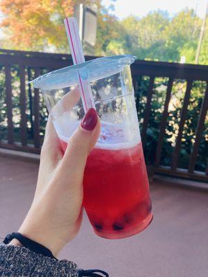 Strawberry Green Tea Bubble Tea