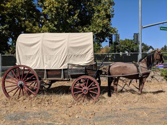 Check out the covered wagon