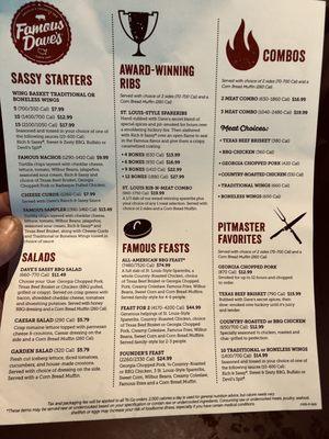 Other side of menu