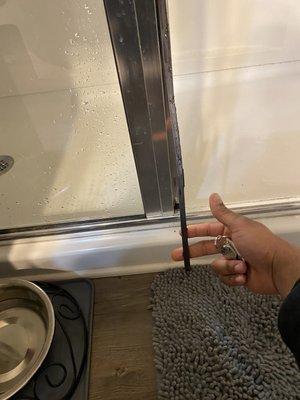 Bad shower weatherstripping