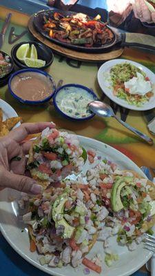 Tostadas, mixed seafood