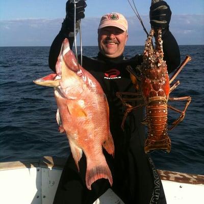 Steve with nice hog fish and lobster