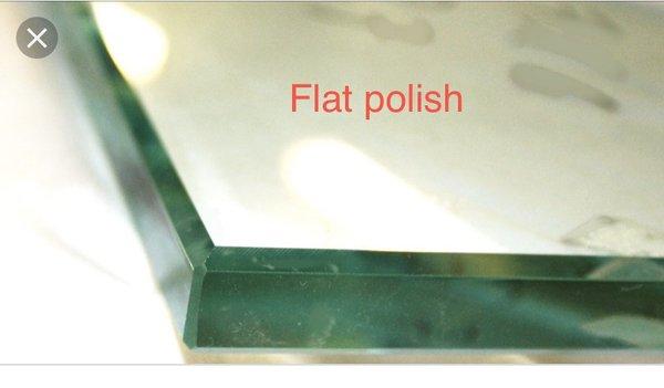 3/8" clear glass with a flat polished edge