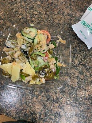 No lettuce or spinach.  "Oven roasted" salad. Not what I ordered.