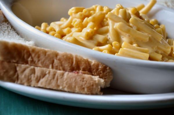 Kid's meal option: mac and cheese with PB&J sandwich