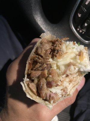 All meat burrito with a little bit if meat.  BS!